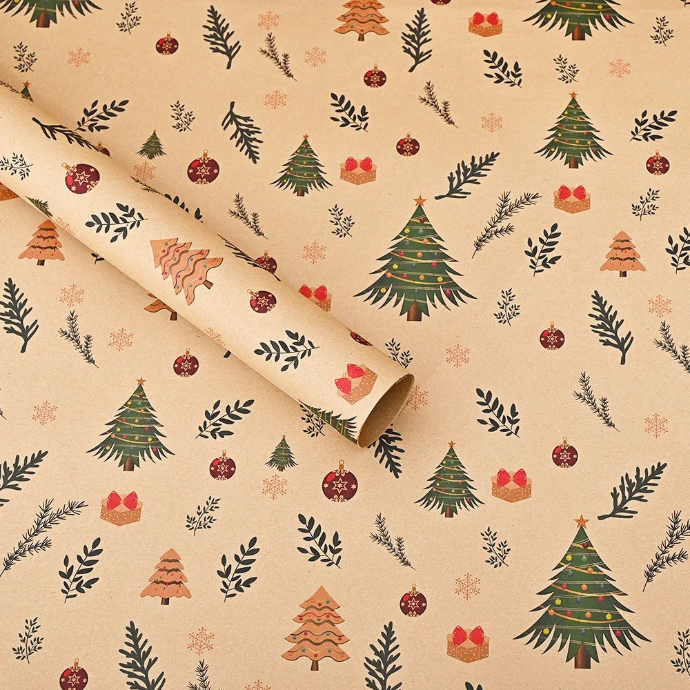 10 Uds., de papel de regalo navideño-74*50cm