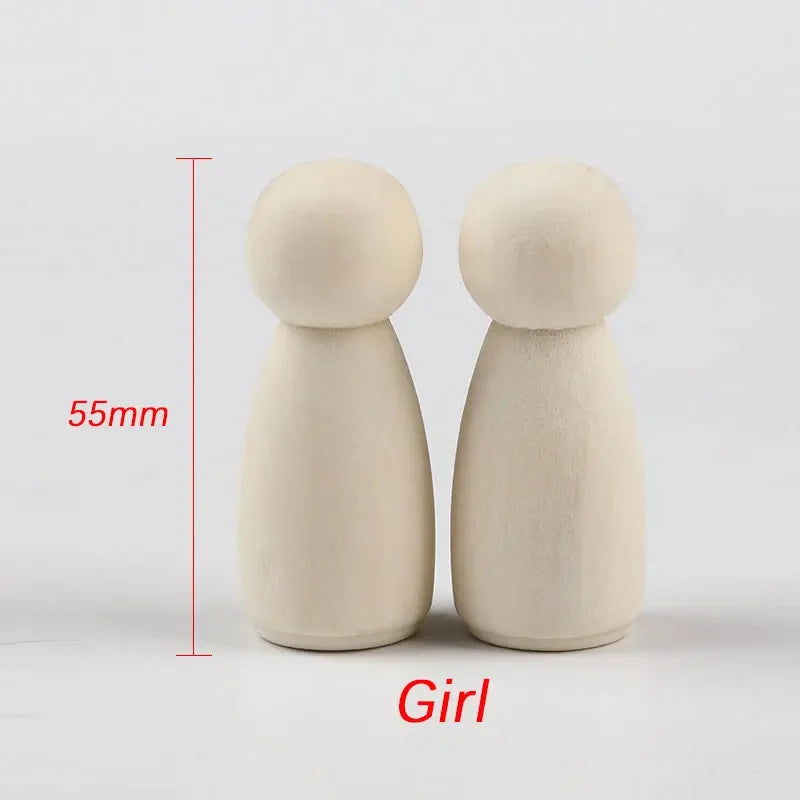 10 Uds. de muñecas de madera natural sin terminar, cuerpos para pintar