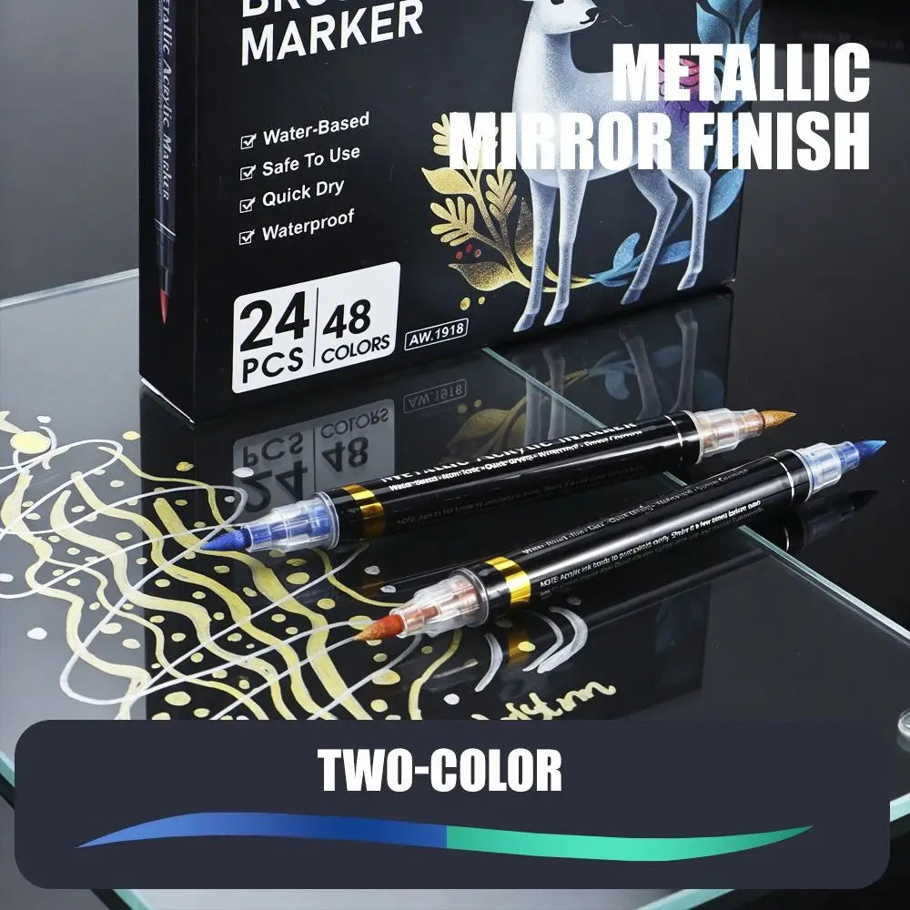 Rotulador acrílico con tinta a base de agua, disponible en 6, 12 y 24 colores, con doble punta