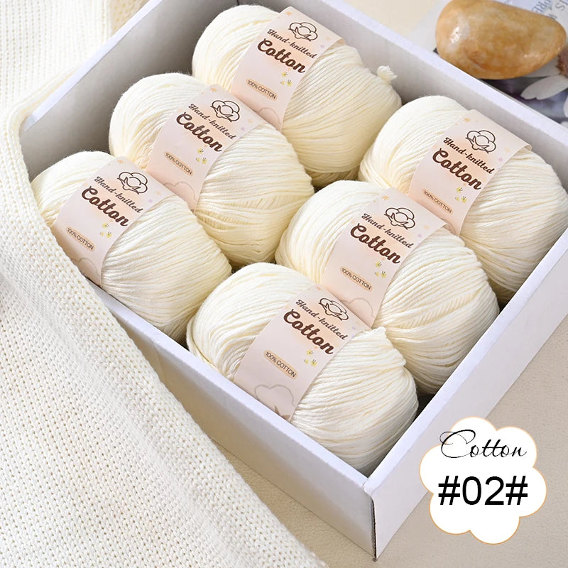 6 bolas de hilo de algodón puro de 300 g, hilo suave multicolor