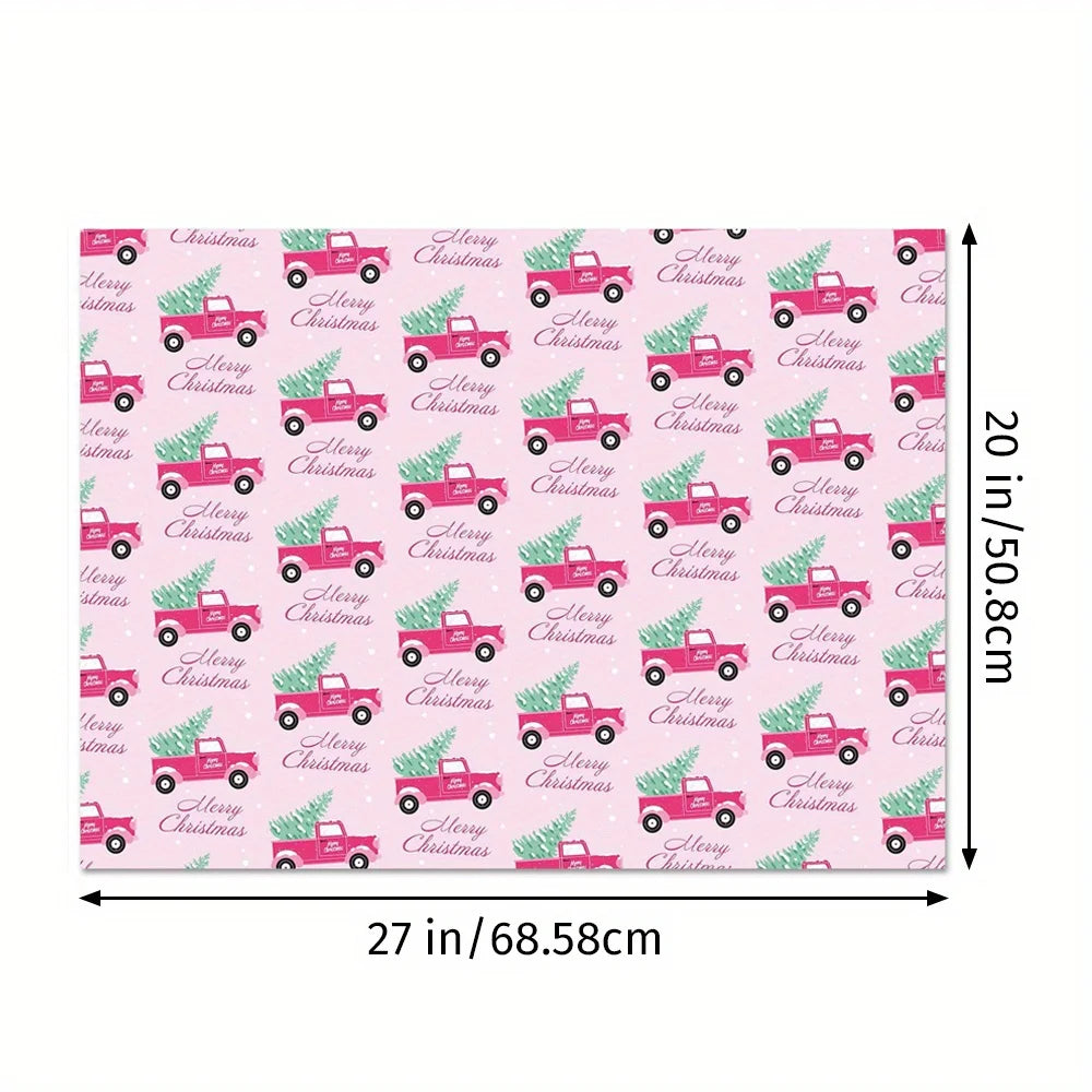 Juego de papel para envolver regalos de Navidad rosa, 6 uds.