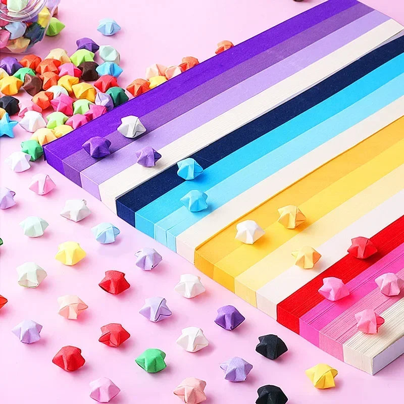Tira de papeles de estrellas de Origami, 540 hojas, doble cara