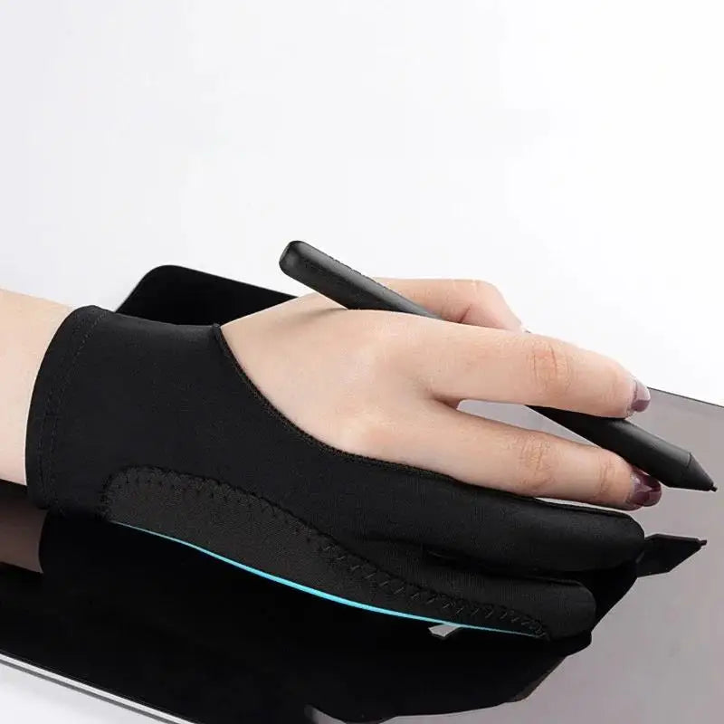 Guante de dibujo, guantes anti táctil de dos dedos, protector contra manchas, pintura