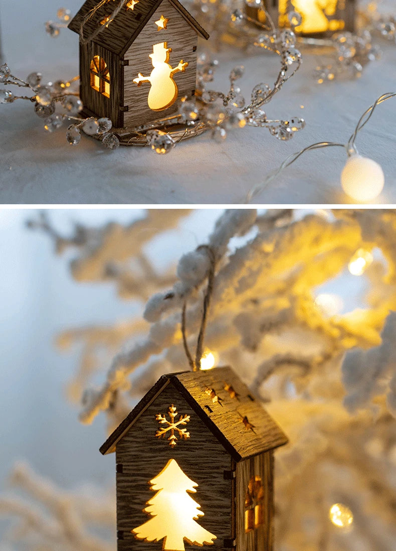 Casa de madera luminosa con Luz LED de Navidad