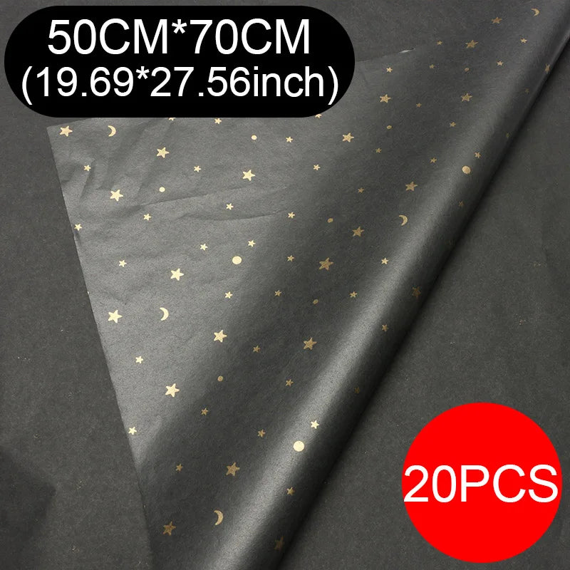 20 unids/lote 50x70cm, oro negro blanco Multicolor papel tisú para envolver regalos