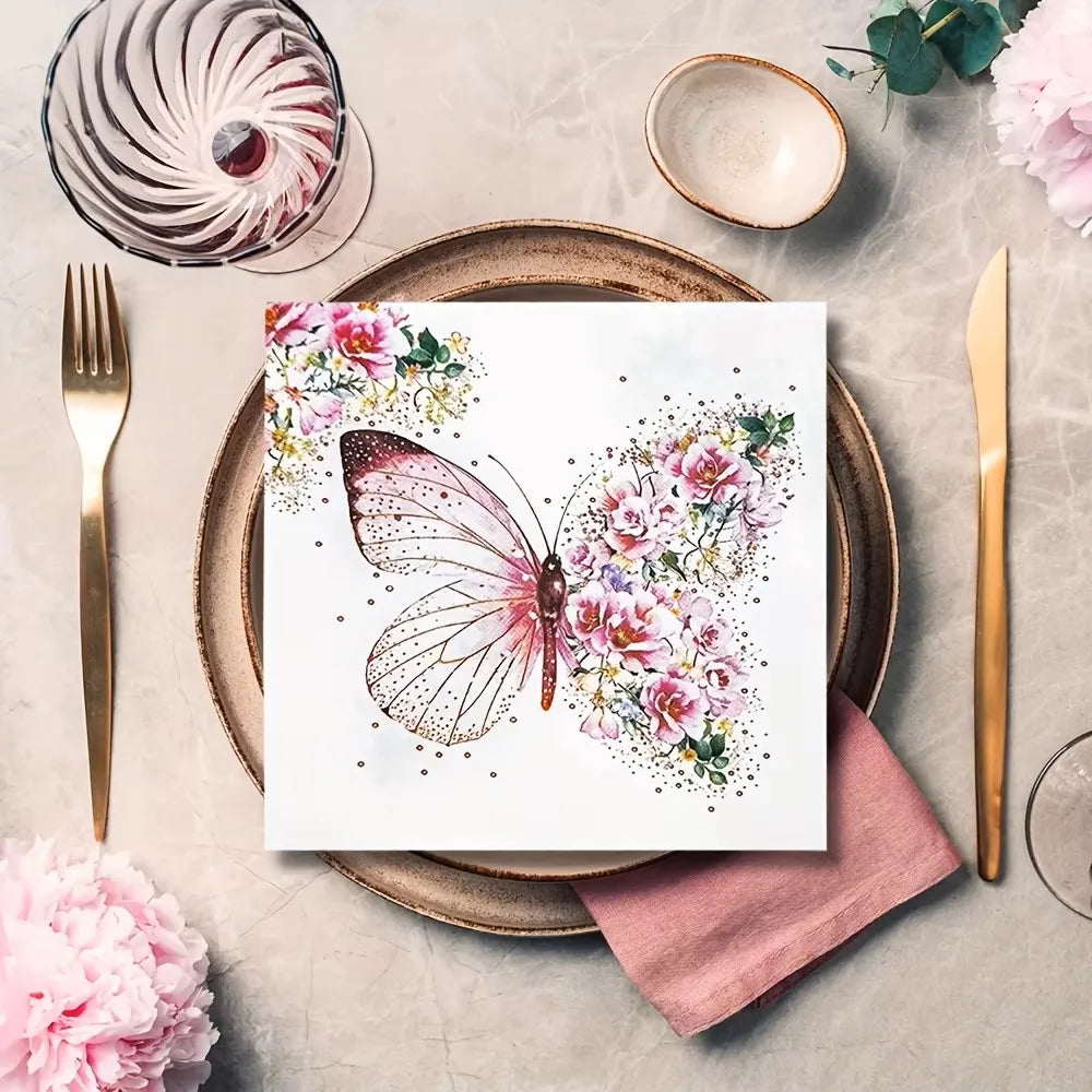 Servilletas de fiesta florales y de mariposa de 20 piezas para, celebraciones y decoupage