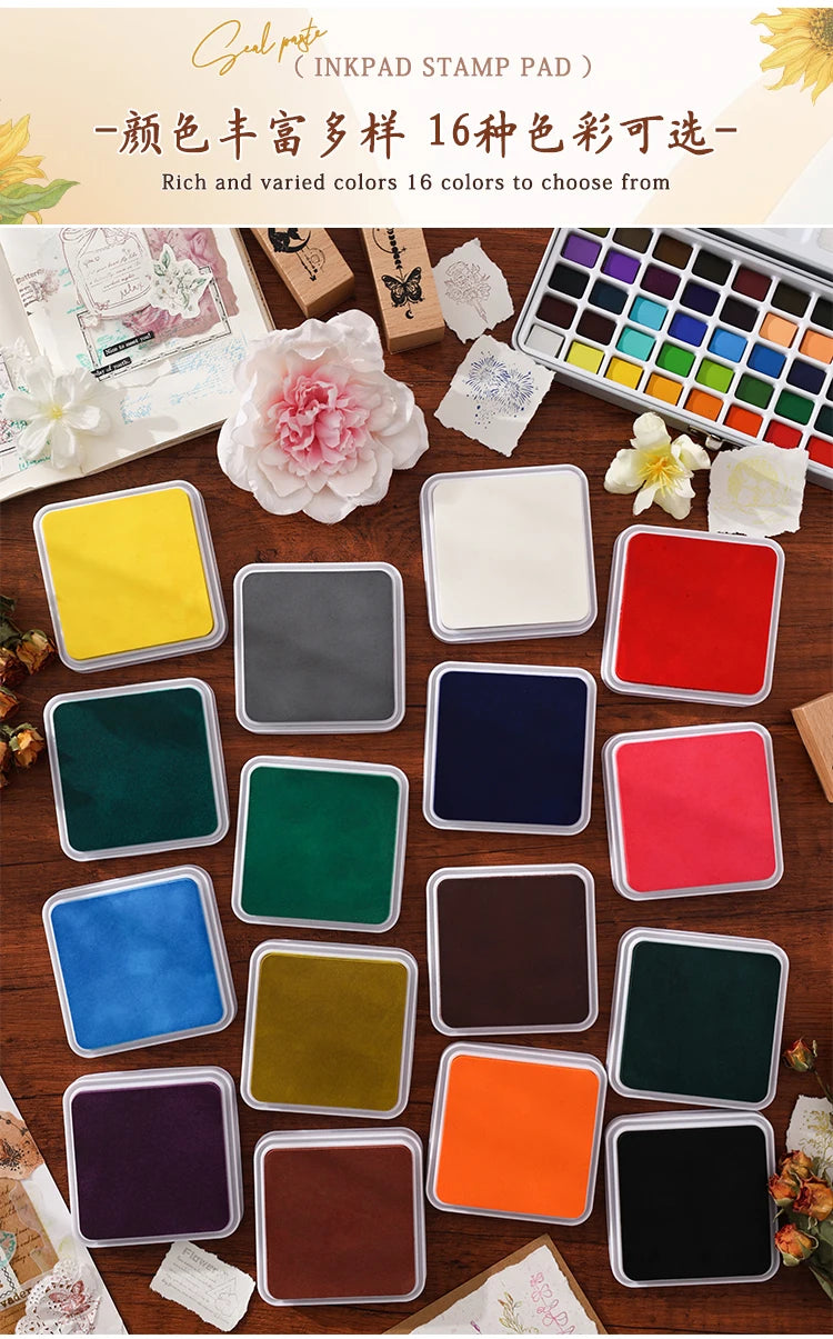 Almohadilla de tinta neutra de algodón ecológico, 16 colores, 1 ud.