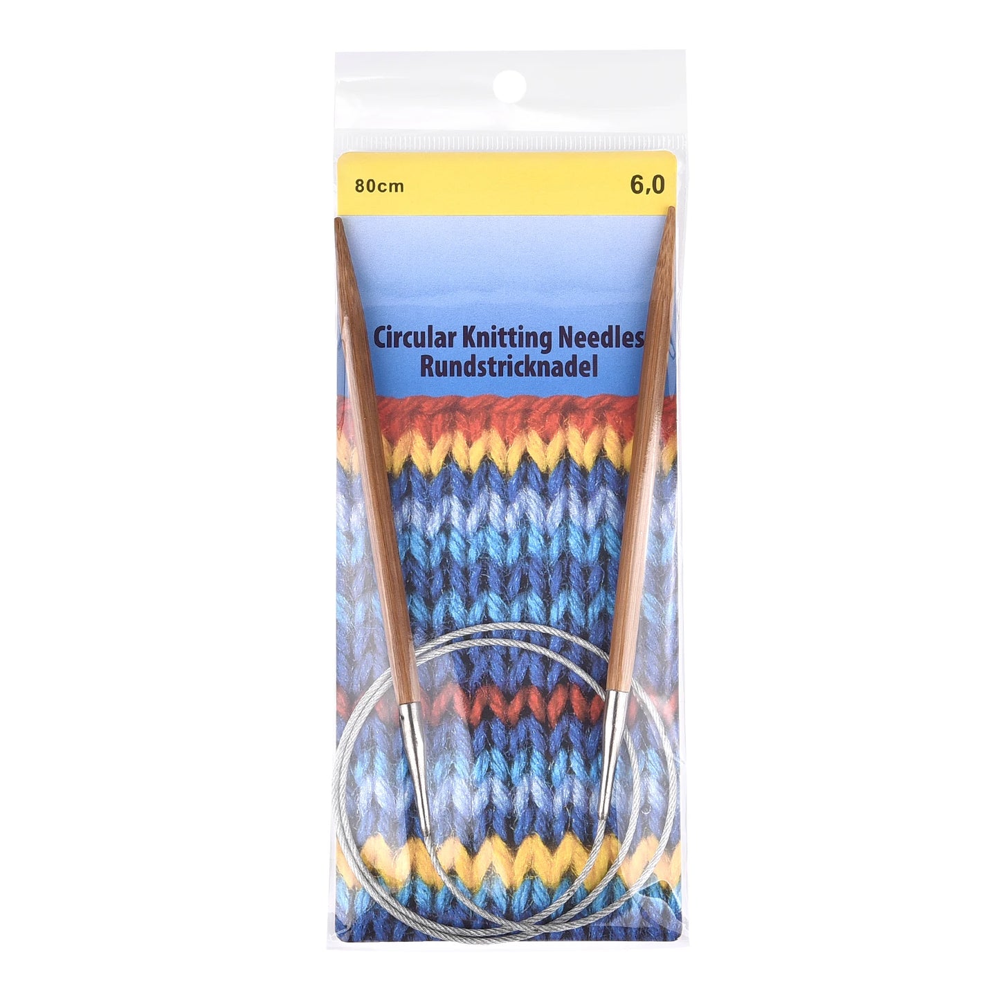 Palillos de tejer de bambú de 3-10mm, agujas circulares con aro de tubo de acero inoxidable para tejer a mano