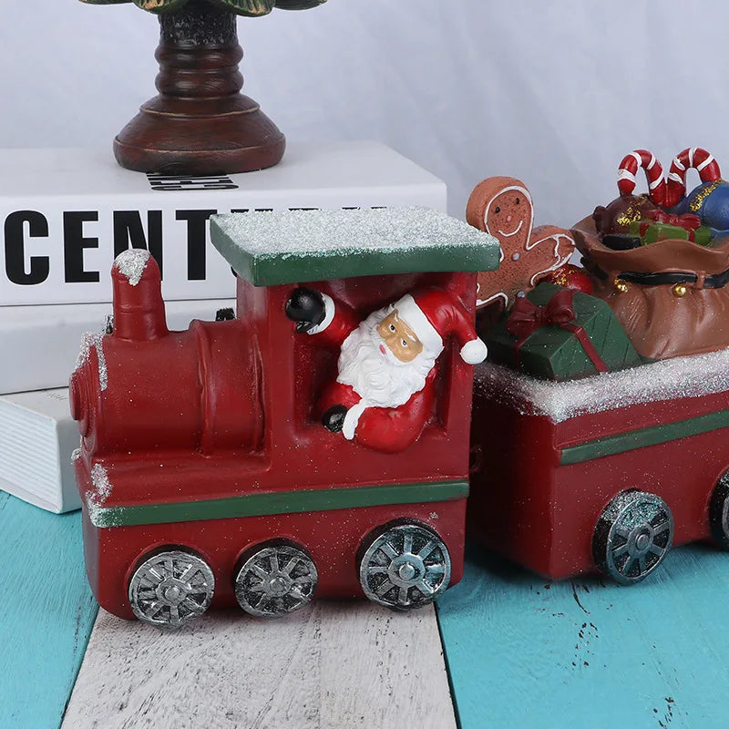 Figura de tren navideño de resina para decoración del hogar