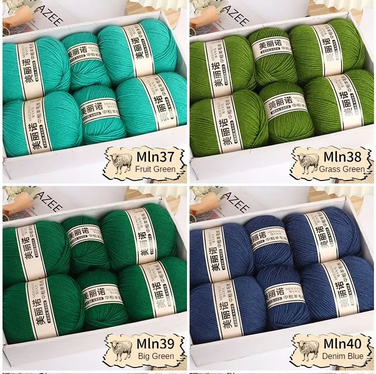 500 g/set de lana merina de 4 capas para tejer a mano