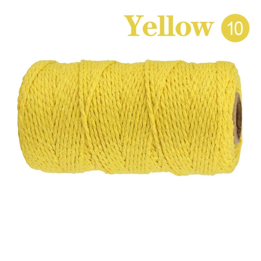 Cuerda de Algodón Puro para Macramé, de 2mm y 100M, 20 Colores