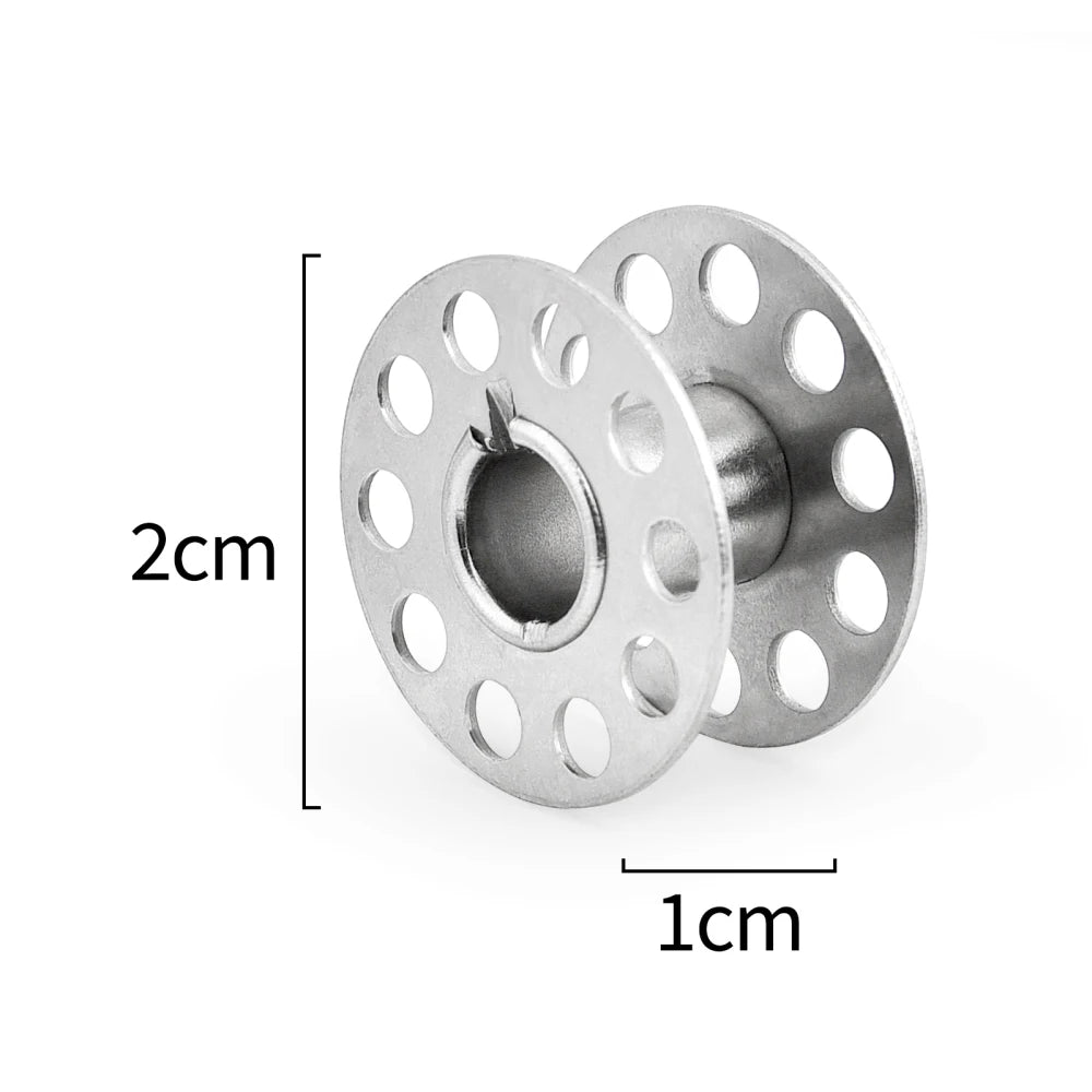 Bobinas de Metal vacías para máquina de coser, carrete de acero inoxidable, Brother Janome Singer. 10-50 piezas