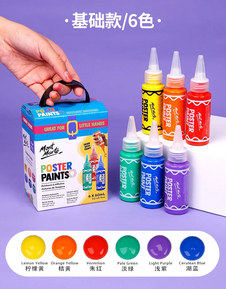 Juego de pintura con dedos para niños, Set de 6/12 colores de 60ml, pintura Gouache lavable