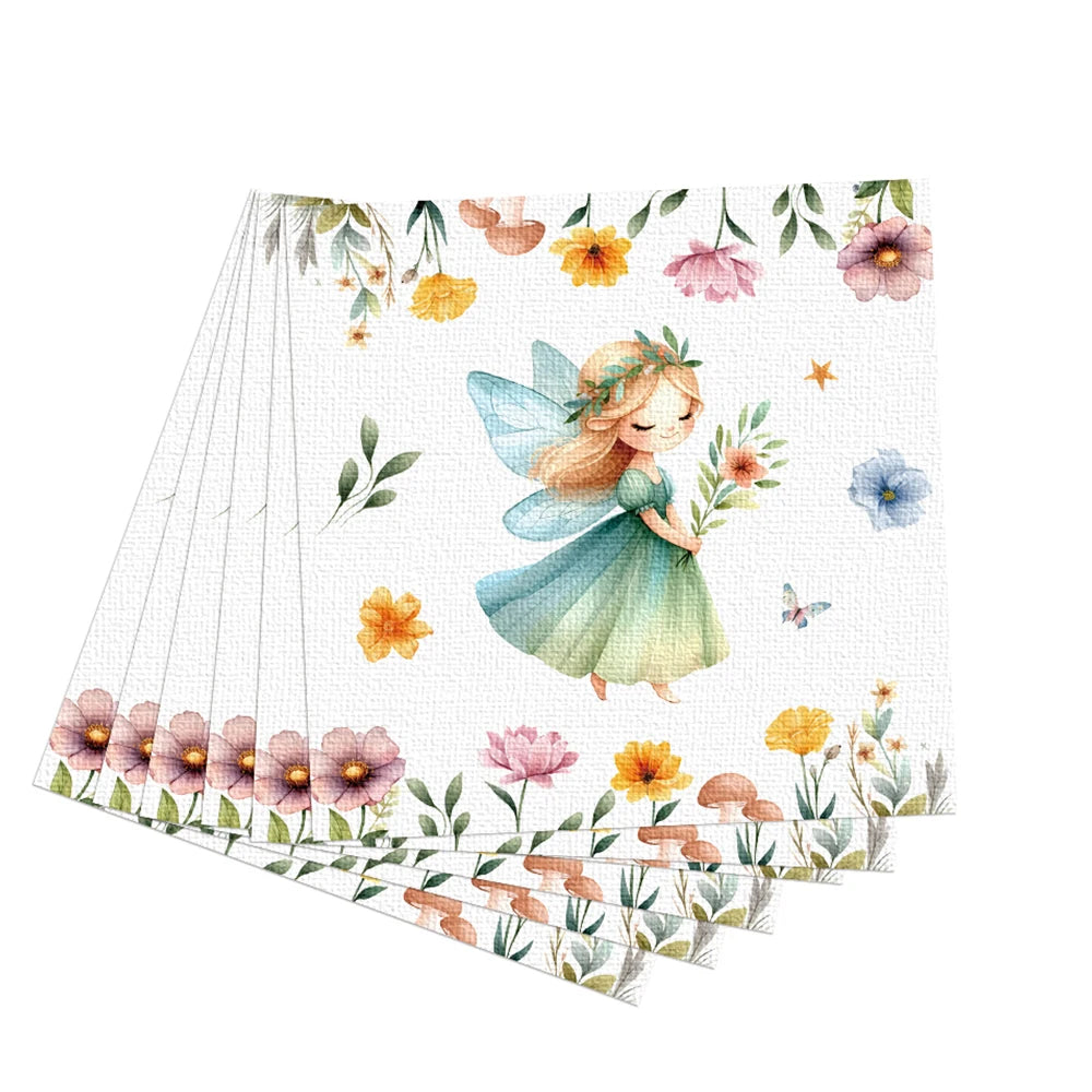 Servilletas de papel con imágenes de setas, de hadas del bosque encantado, 20/40/60/80/100 Uds. para decoupage y decoración