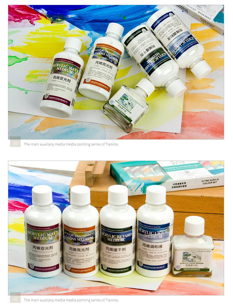 Líquido de mezcla acrílica de gran capacidad, pintura acrílica blanca lechosa, brillo más fino, pintura, pasta de moldeo, suministros de arte, 100/280ml