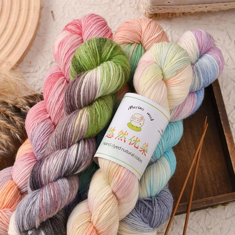 1 rollo de 100g/rollo de lana Merino colorido,  tejido de arcoíris para bebé