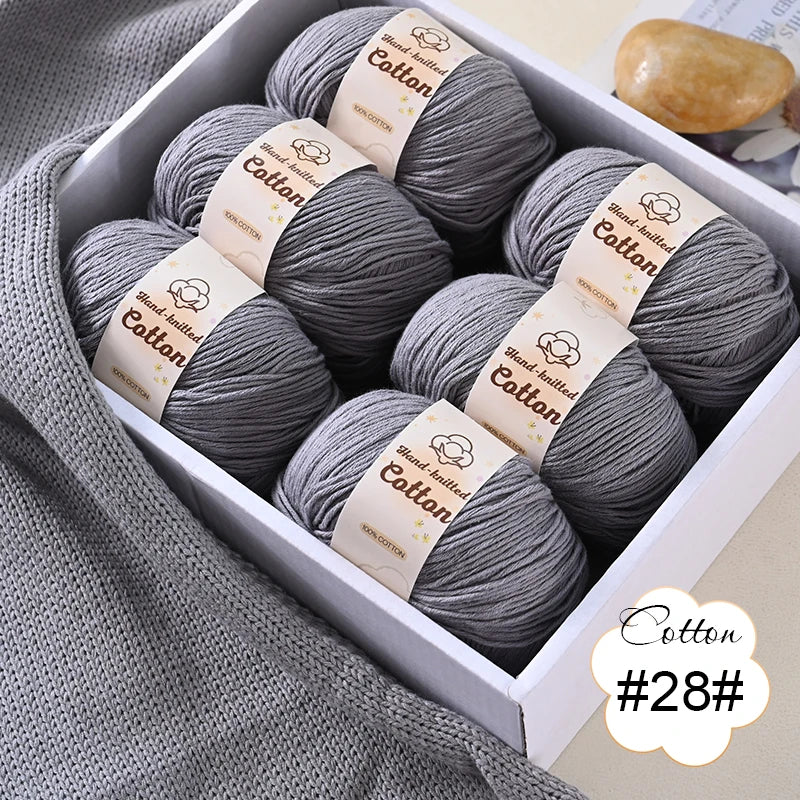 6 bolas de hilo de algodón puro de 300 g, hilo suave multicolor