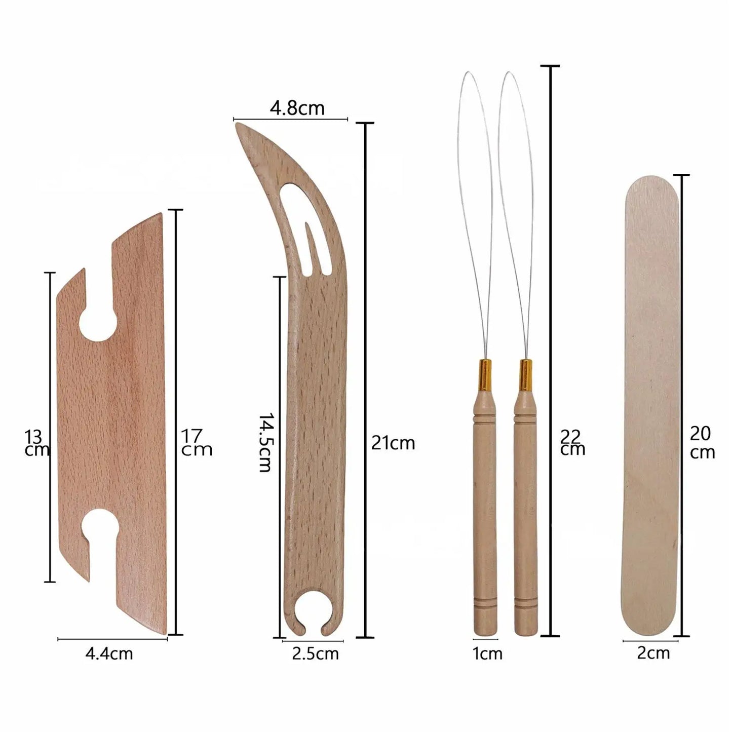 Kit de navetas para tejer telar de madera de haya de 12 piezas: diseño biselado, mango de agarre cómodo