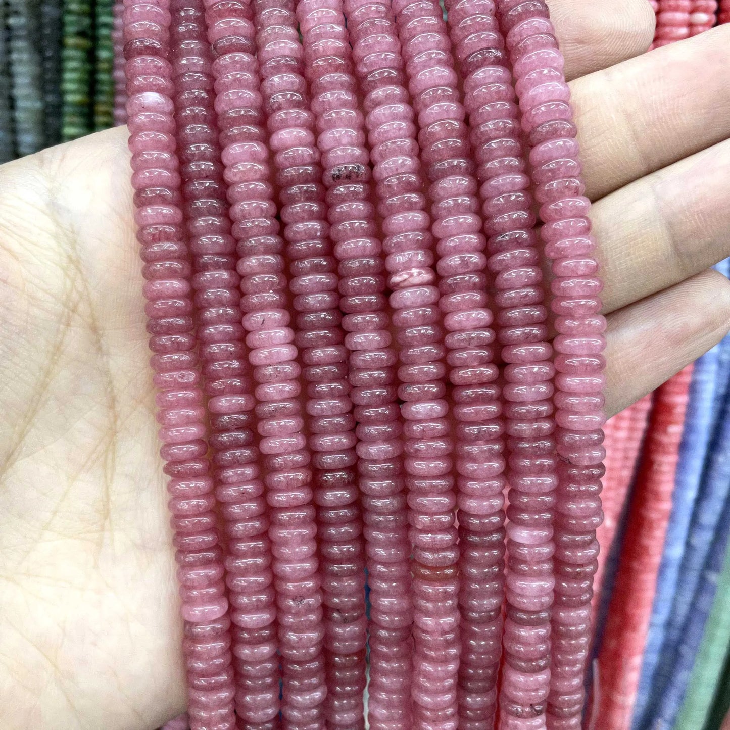 Rondelle de piedra Natural de 2x6mm, turquesas, cuarzo, jaspe, ágatas, mostacillas redondas, planas