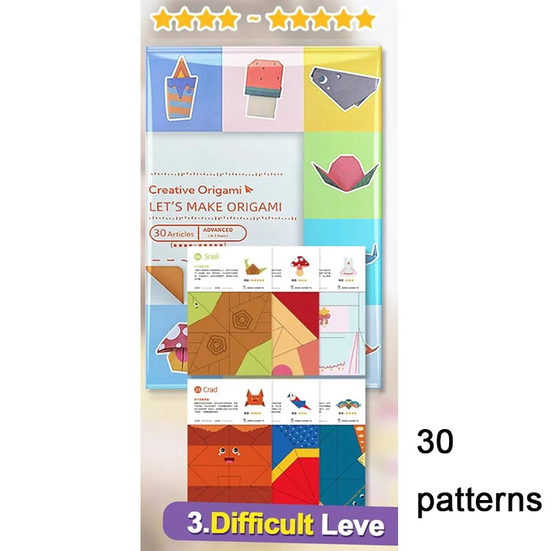 Kit de Origami, 30/96 hojas, libro guía artesanal de papel de Origami para principiantes