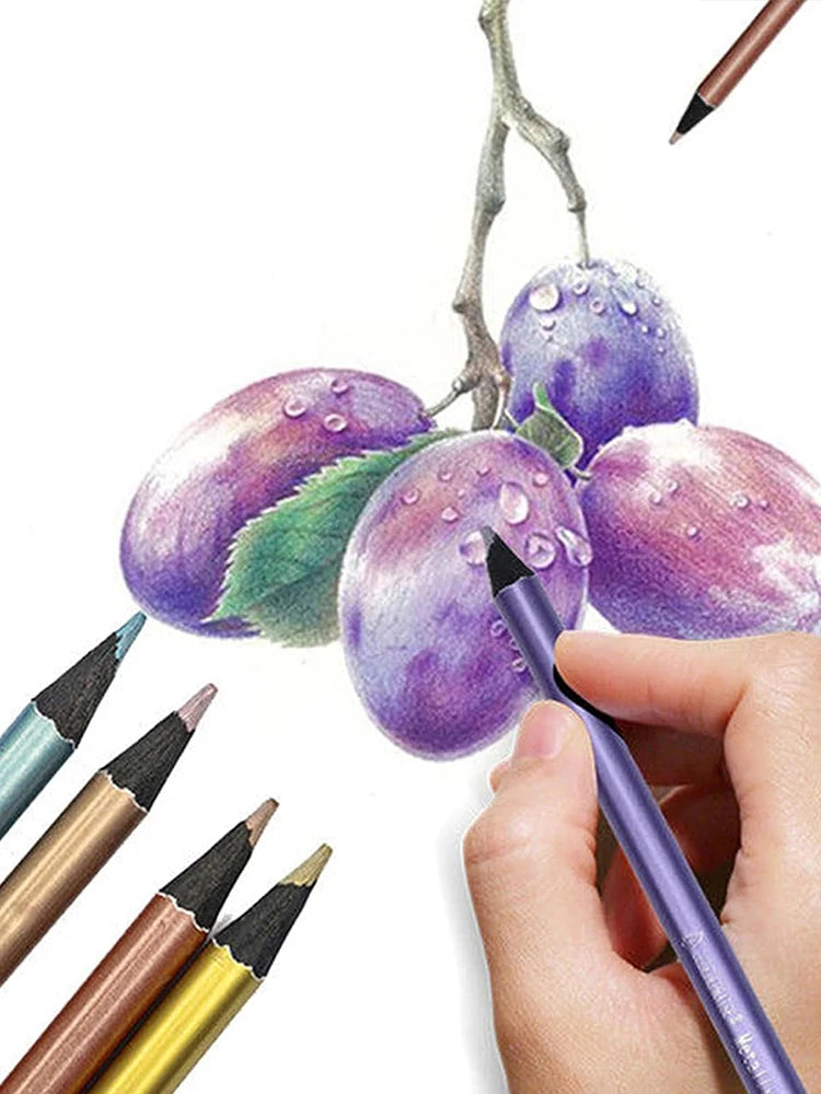 Lápiz metálico de 12 colores, para bocetos, pintura, juego de 12 Uds.