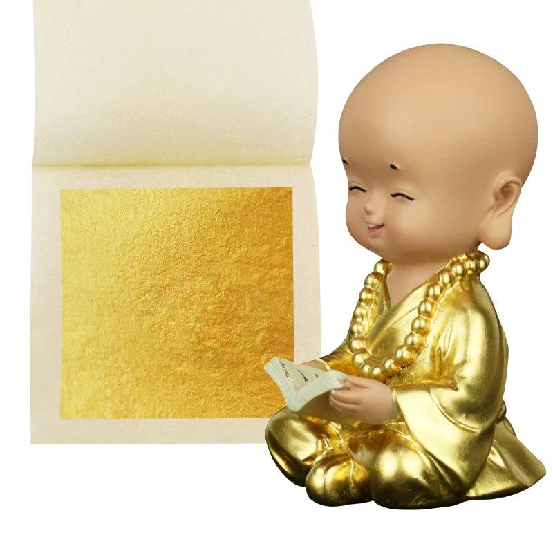 Hojas de hojas de oro puro de 24K, 10 Uds. para manualidades
