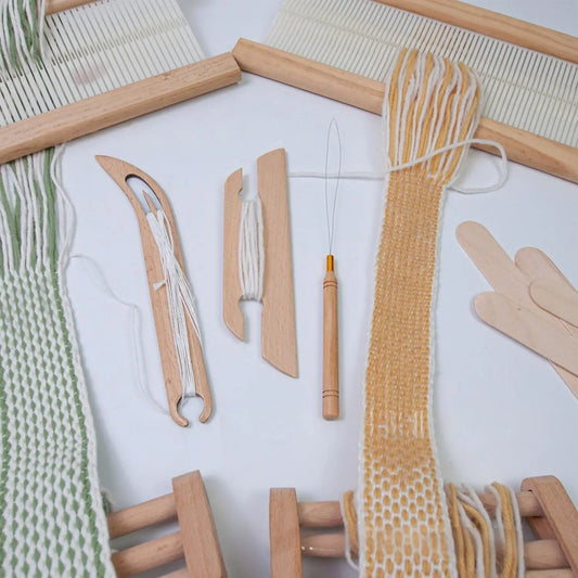 Kit de navetas para tejer telar de madera de haya de 12 piezas: diseño biselado, mango de agarre cómodo