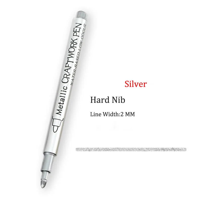 Bolígrafos de pintura acrílica permanente plateada/dorada, para pintura en variadas superficies, de punta suave/dura de 1-5MM