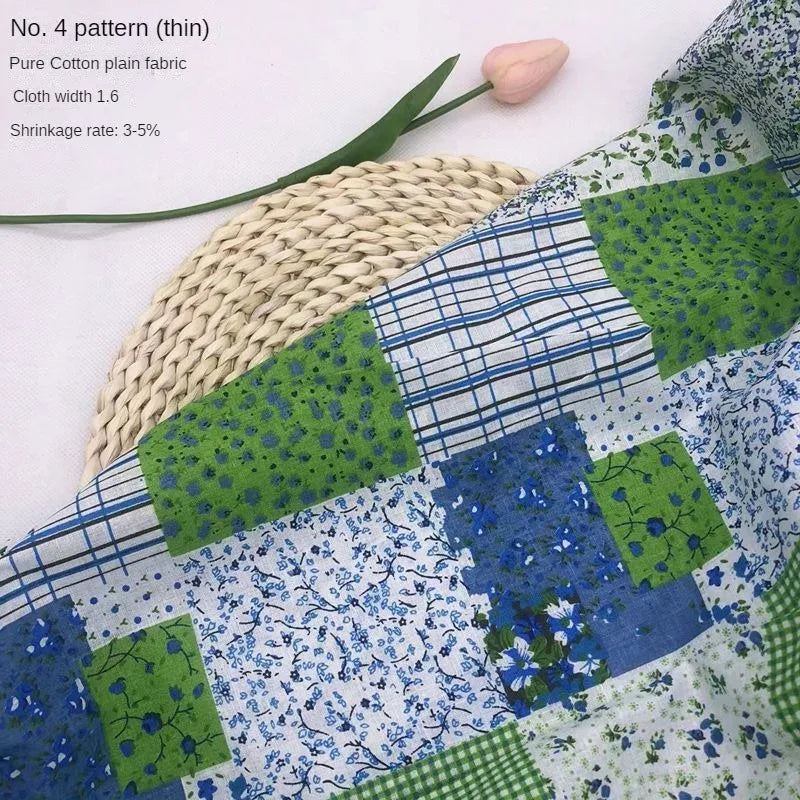 Tela estampada de algodón puro por metros, textil fino, transpirable, Verde