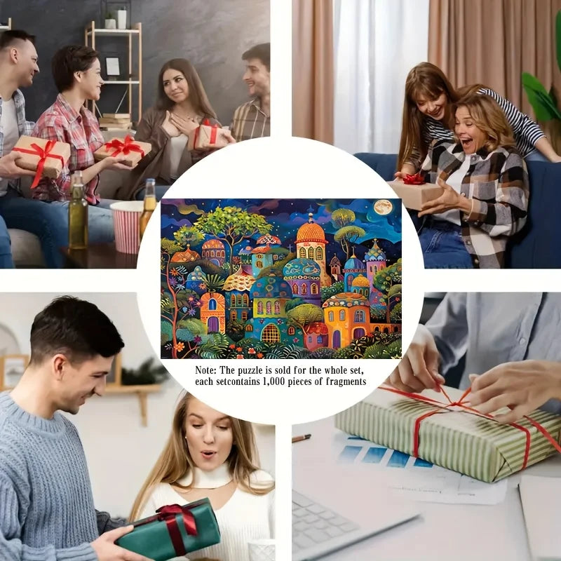 Rompecabezas de 300/500/1000 piezas, pintura de pueblo Medieval