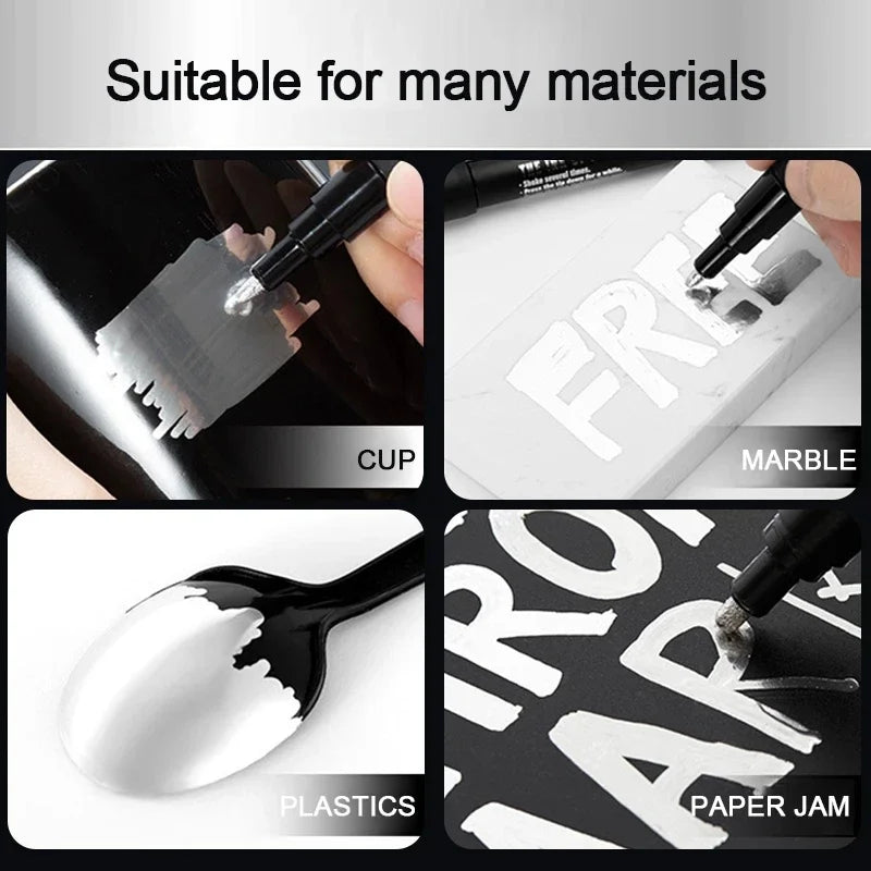 Rotulador de pintura cromada, lápices de pintura de espejo líquido reflectante, tinta dorada y plateada, punta de escritura de 1mm para modelo de metal, madera y plástico, 1/2/3 unidades