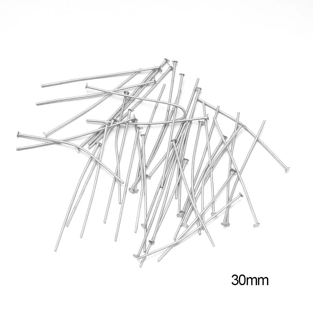 100/50 Uds. Cabezas de acero inoxidable, de cabeza plana, de bola de Color dorado para accesorios de joyería