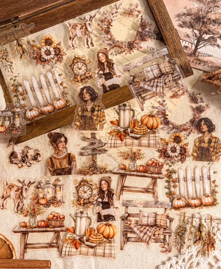 30 hojas de pegatinas de vida otoñal, Material decorativo creativo
