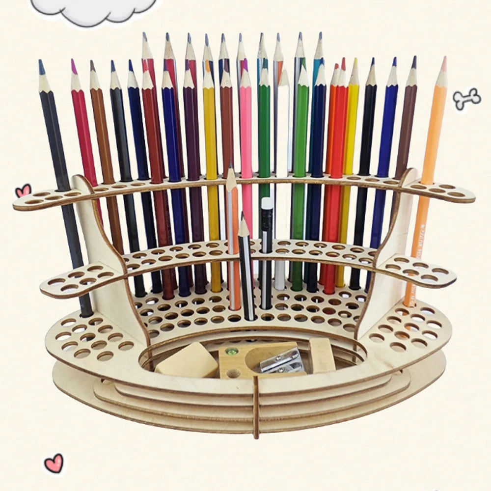Soporte de Madera Premium para 67 Pinceles y lápices