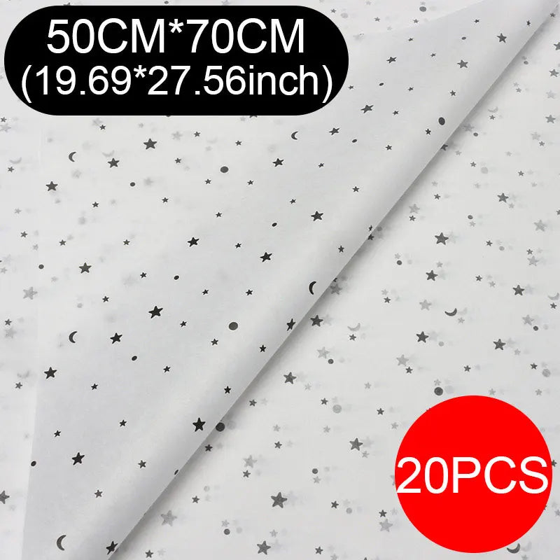 20 unids/lote 50x70cm, oro negro blanco Multicolor papel tisú para envolver regalos