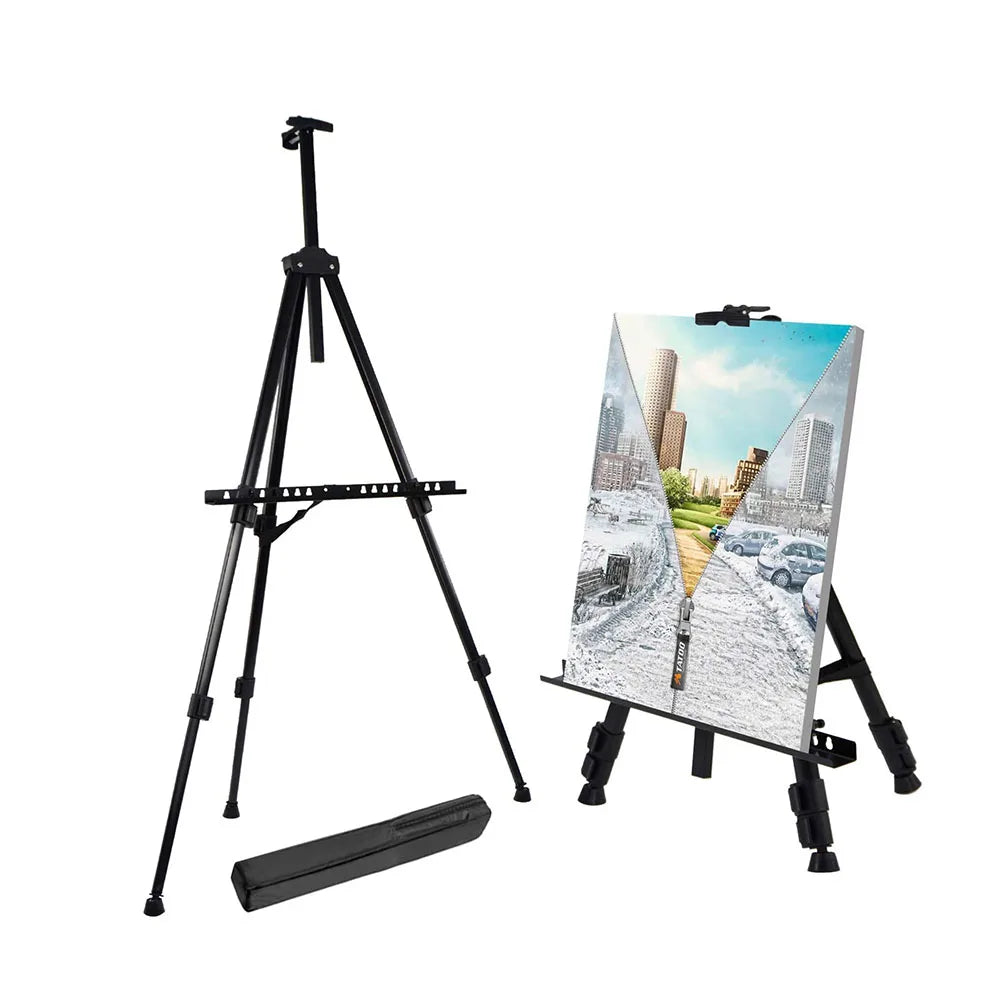 Caballete de arte reforzado plegable, trípode de metal, caballete de exhibición con bolsa portátil para pintura al aire libre