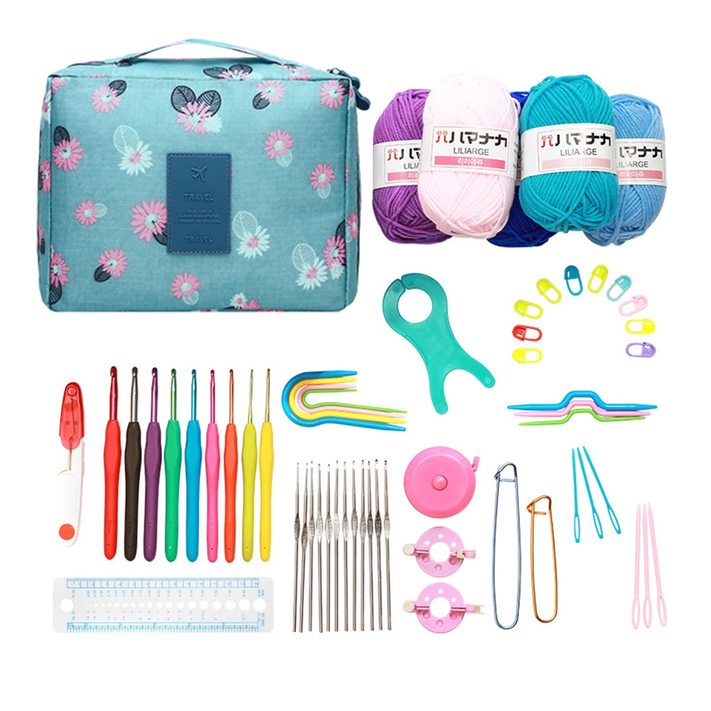 Kit de crochet con bolsa de almacenamiento