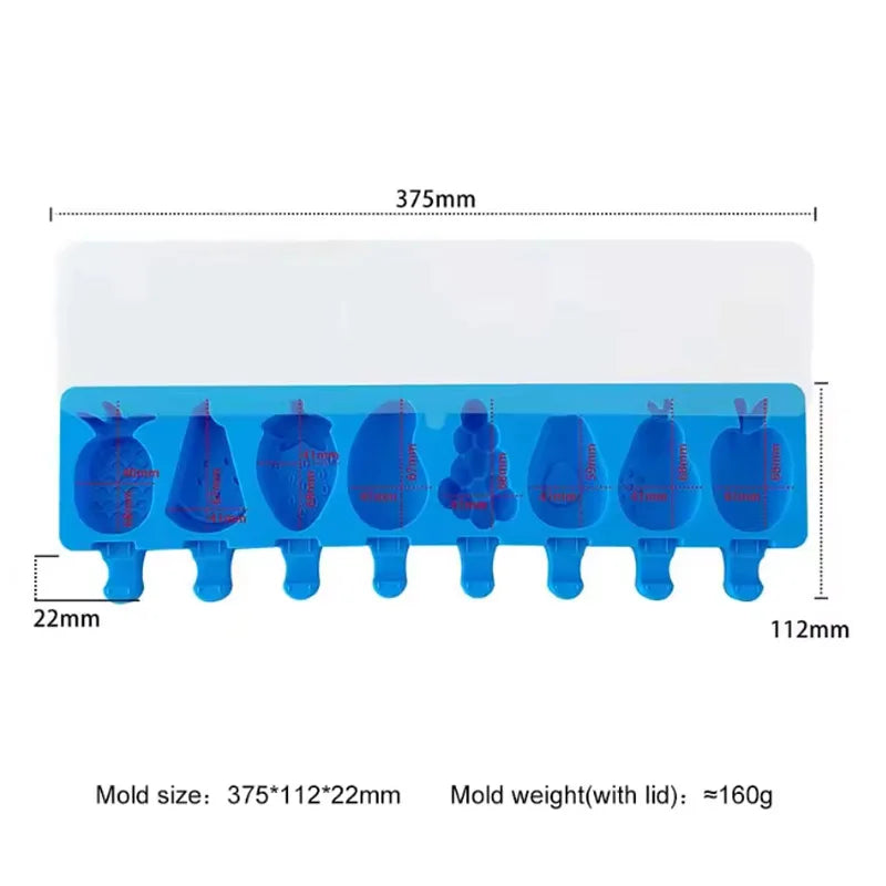 Molde de silicona para helados de 8 cavidades con diseños, para hacer helados caseros