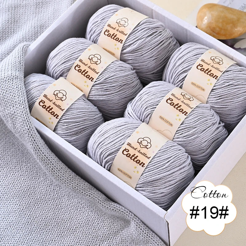 6 bolas de hilo de algodón puro de 300 g, hilo suave multicolor
