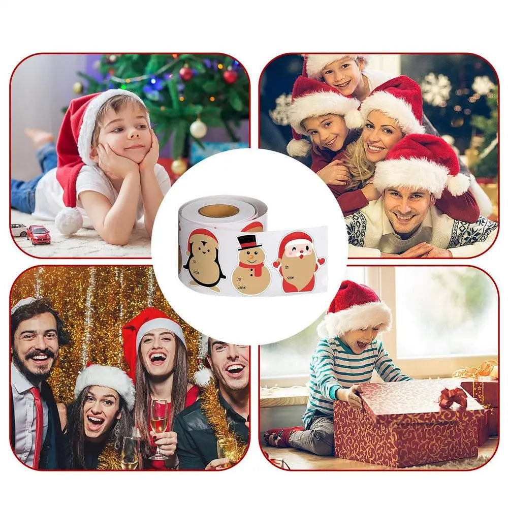 Stickers navideños redondas, 200 piezas, etiquetas de renos, de muñecos de nieve, de Papá Noel, etc