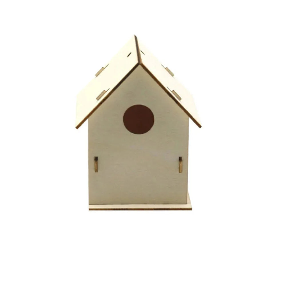 Casa de pájaro de madera para manualidades para el hogar, comedero colgante, 3 uds.