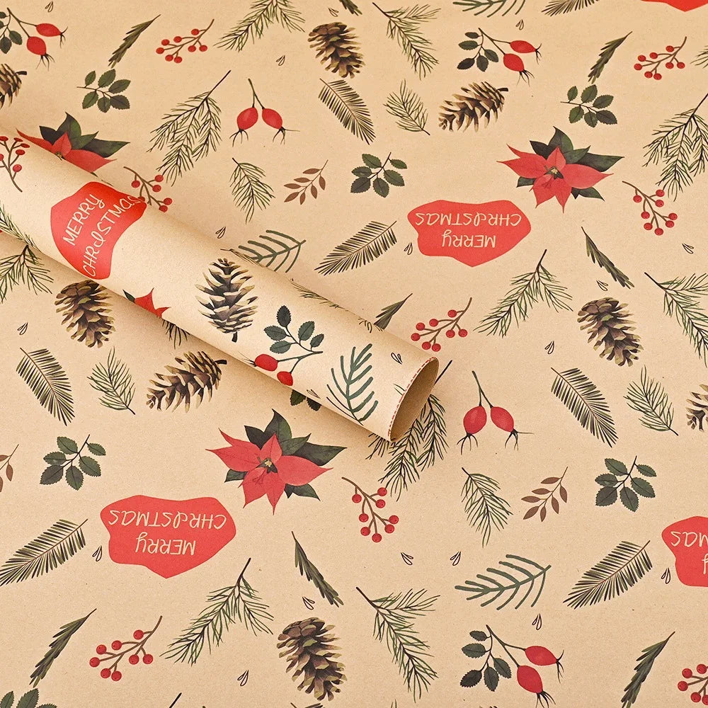 10 Uds., de papel de regalo navideño-74*50cm