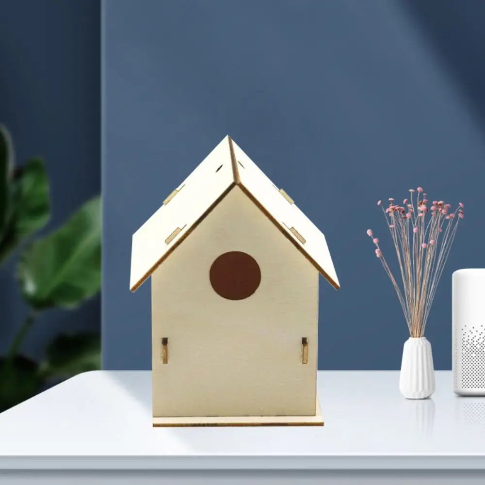 Casa de pájaro de madera para manualidades para el hogar, comedero colgante, 3 uds.
