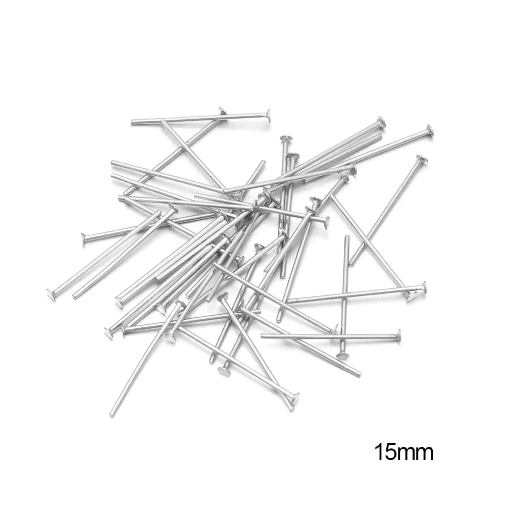 100/50 Uds. Cabezas de acero inoxidable, de cabeza plana, de bola de Color dorado para accesorios de joyería