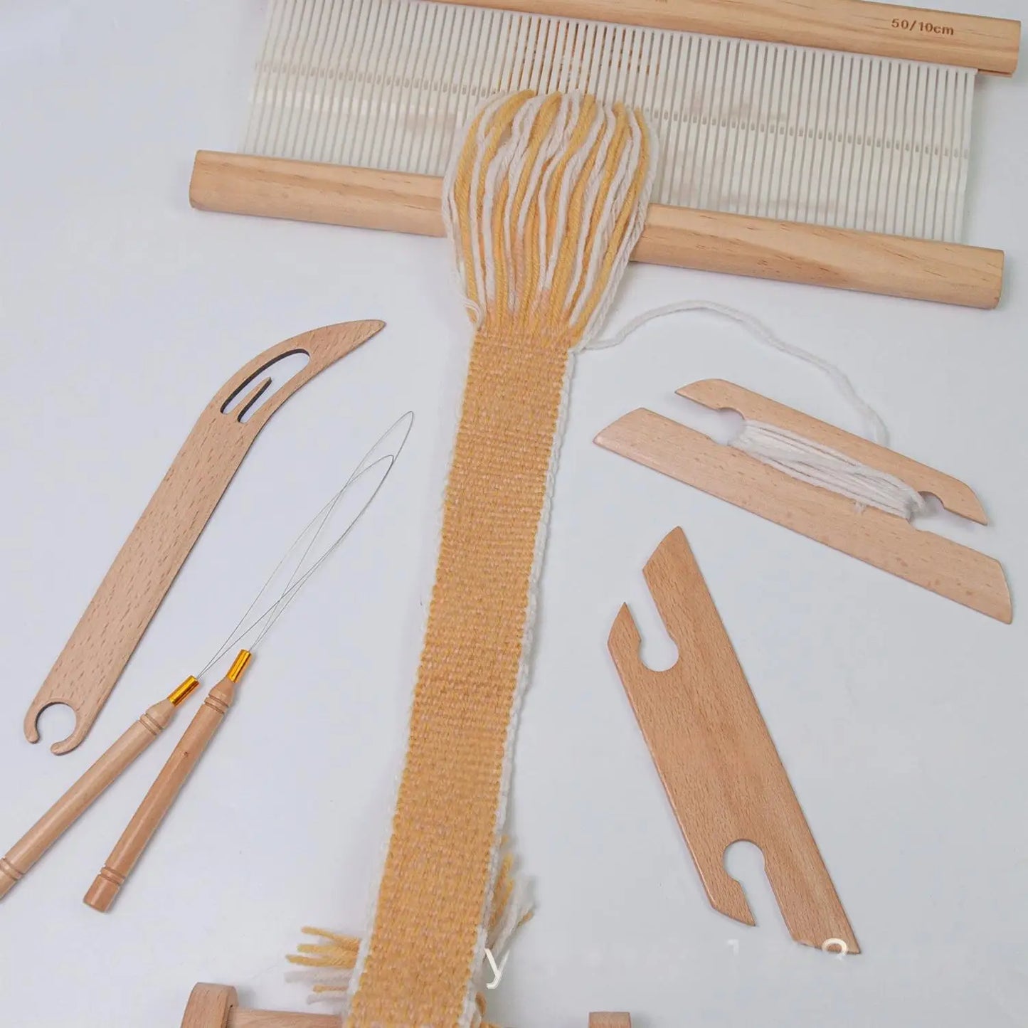 Kit de navetas para tejer telar de madera de haya de 12 piezas: diseño biselado, mango de agarre cómodo