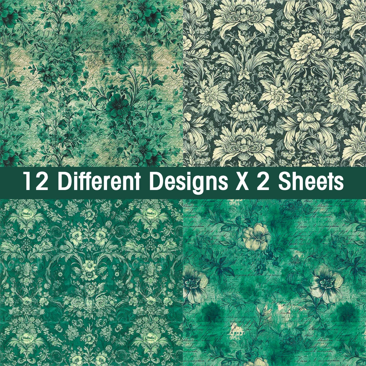 24 Uds. Papel de regalo con estampado Floral Retro,