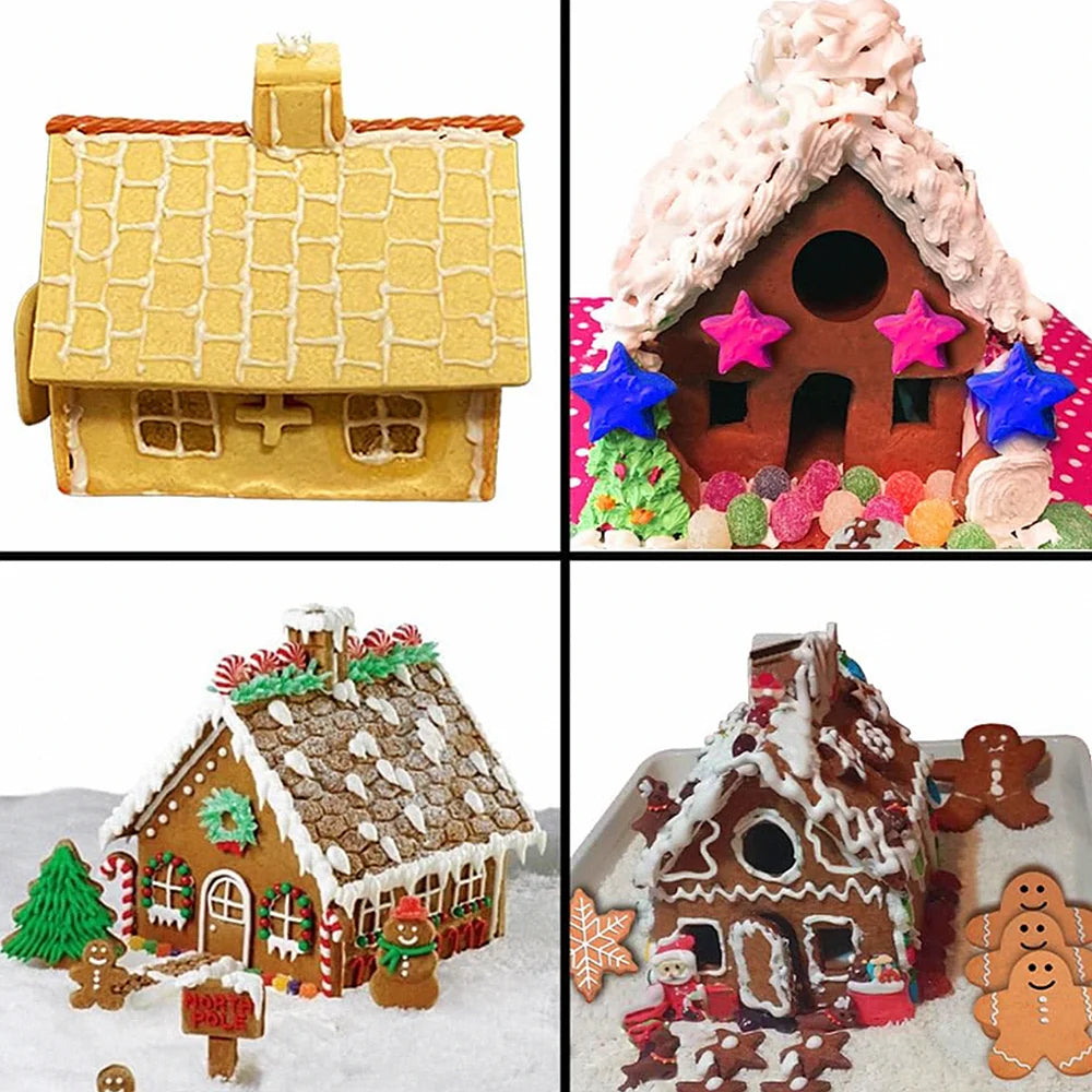 Cortador de galletas navideño 3D, juego de cortadores de galletas de casa de jengibre de 10 piezas