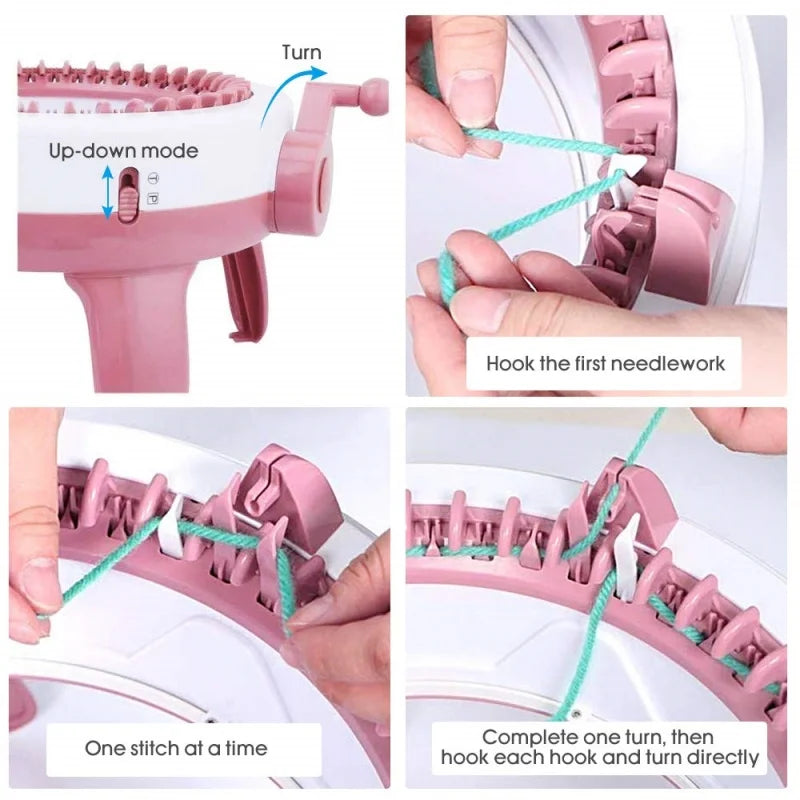 Máquina de telar de punto doble giratoria, de 40 agujas para adultos y niños
