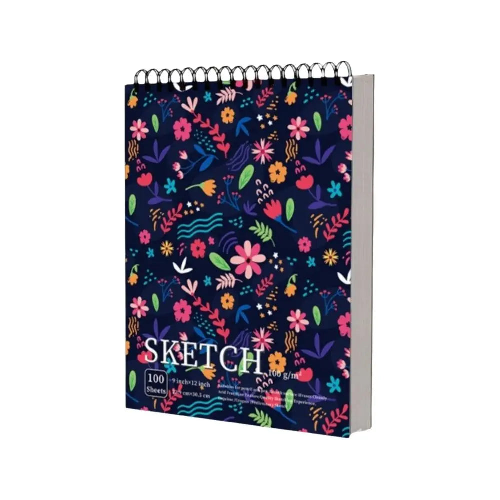 Cuaderno de bocetos en espiral de 100 hojas, portátil, con páginas perforadas, papel sin ácido