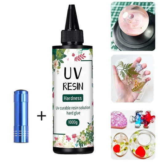 Pegamento de resina UV 20g/50g/100g/250g/1000g resina epoxi y lámpara UV alta transparencia secado rápido y alta dureza para joyería